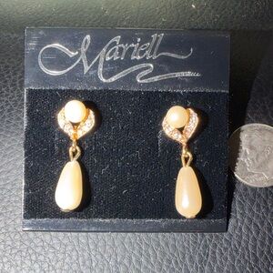 Gold and Cream Drop Earrings